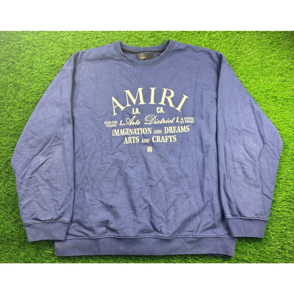 AMIRI Arts District Crewneck Sweatshirt Navy XL Made in USA 100% Cotton Rare
